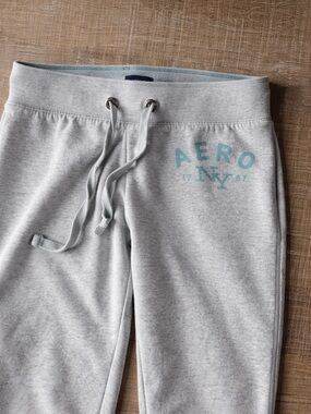 Aeropostale Gray Track Pants with Blue Logo